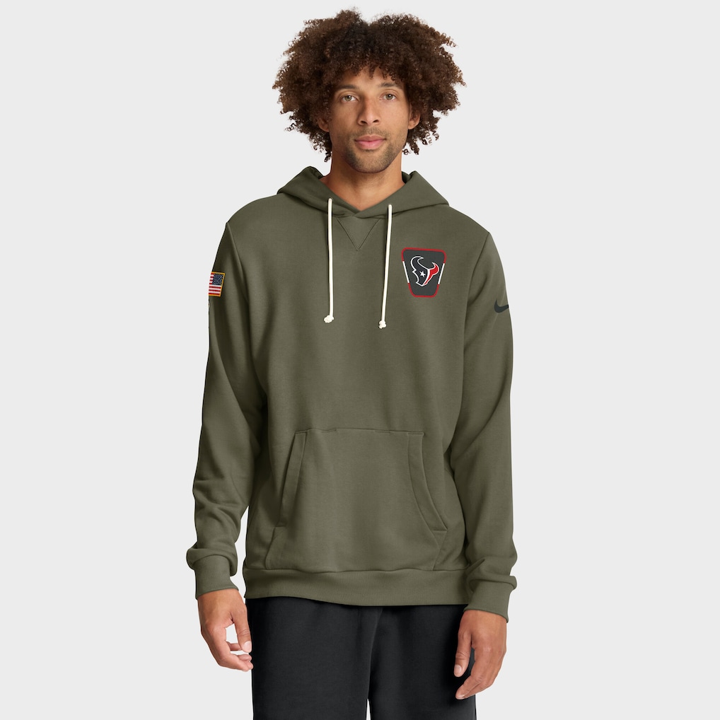Men's Houston Texans Nike Olive 2025 Salute to Service Sideline Standard Issue Dri-FIT Hoodie