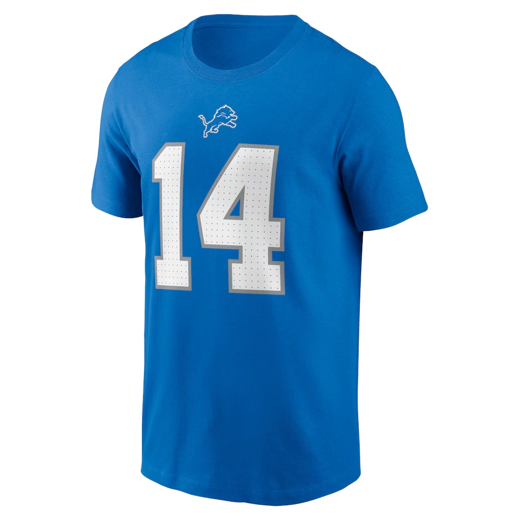 Men's Detroit Lions Amon-Ra St. Brown Nike Blue Name & Number T-Shirt