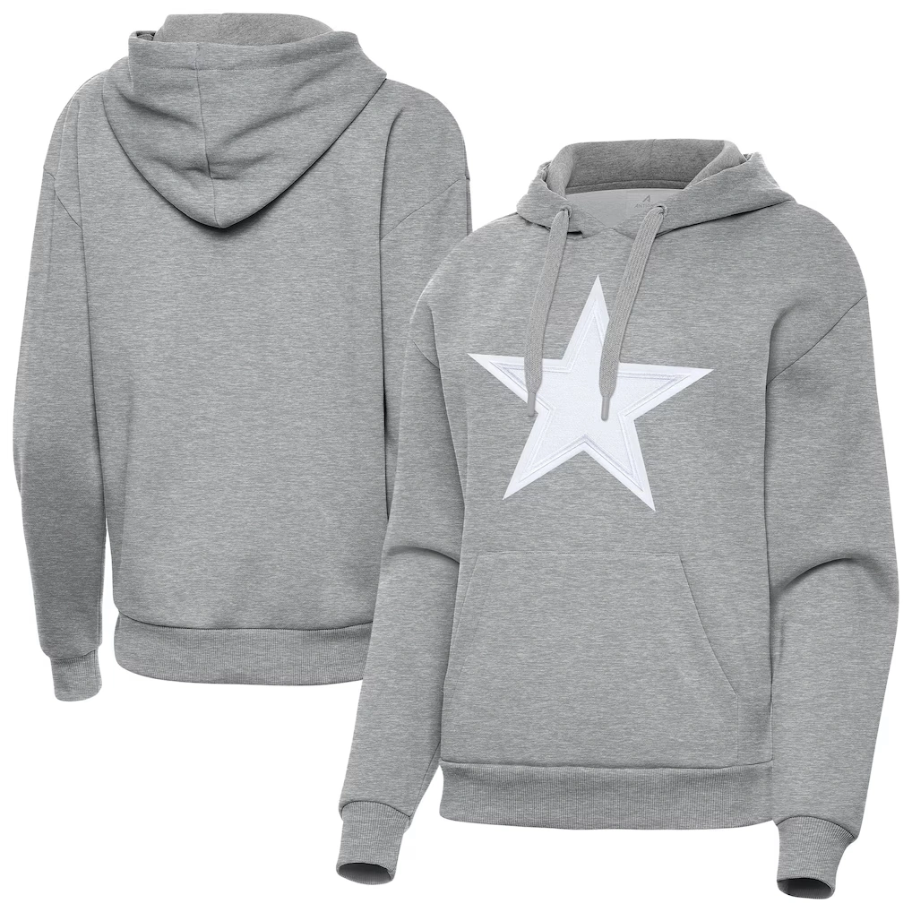 Women's Dallas Cowboys Antigua Heather Gray Victory Pullover Hoodie