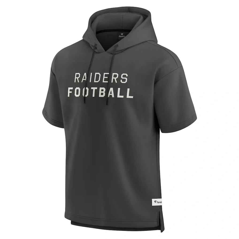 Men's Las Vegas Raiders Fanatics Charcoal Elements Future Ground Lettering Short Sleeve Pullover Hoodie