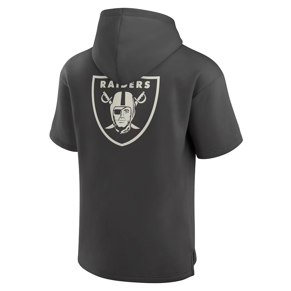 Men's Las Vegas Raiders Fanatics Charcoal Elements Future Ground Lettering Short Sleeve Pullover Hoodie