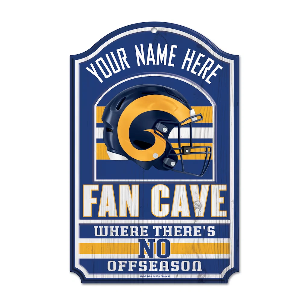 Los Angeles Rams WinCraft Personalized 11'' x 17'' Fan Cave Wood Sign