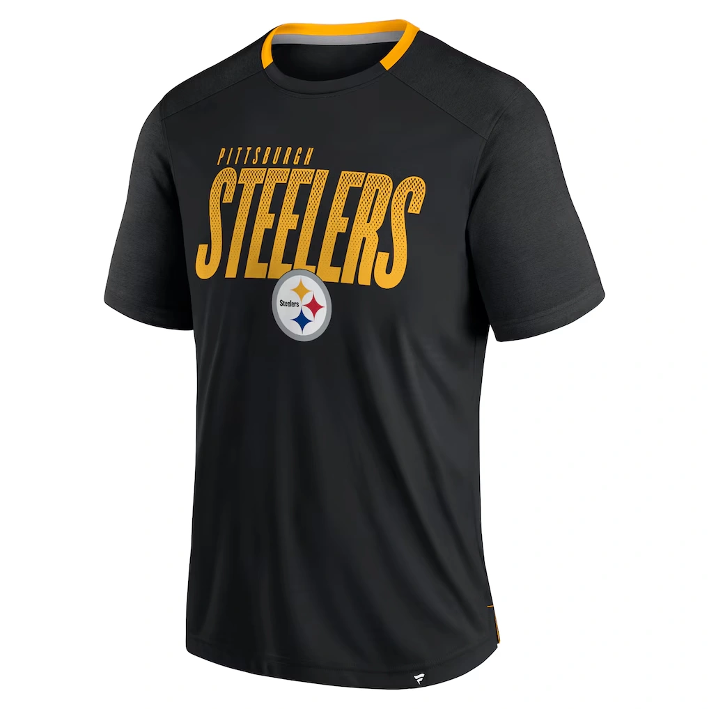Men's Pittsburgh Steelers Fanatics Black Defender Fade Slant T-Shirt