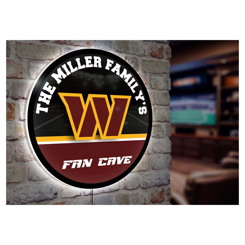 Washington Commanders Personalized 23" Round LED Wall Sign