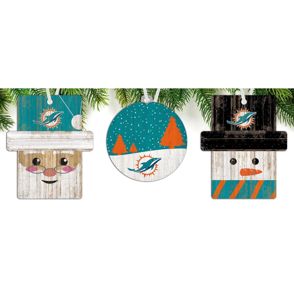 Miami Dolphins 3-Pack Ornament Set