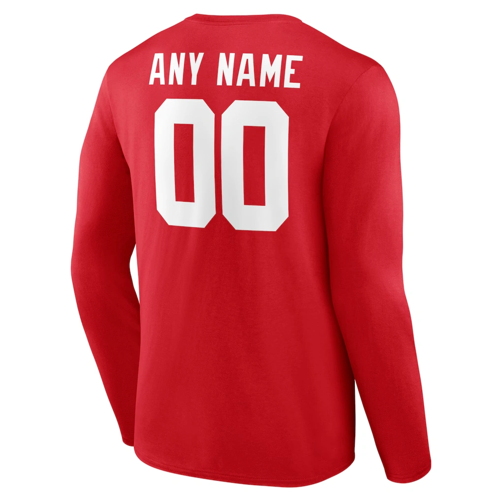 Men's New York Giants Red Team Authentic Custom Long Sleeve T-Shirt