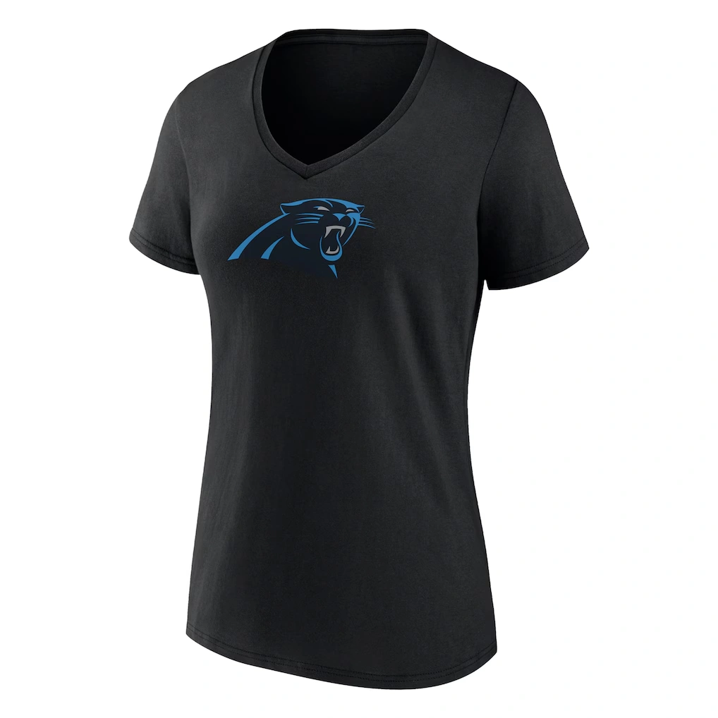 Women's Carolina Panthers Bryce Young Fanatics Black Icon Name & Number V-Neck T-Shirt