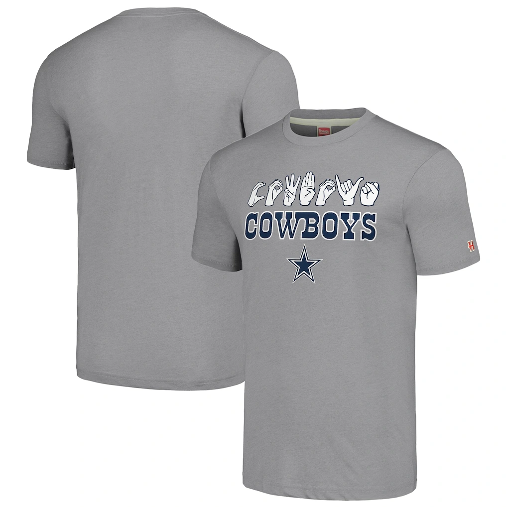Unisex Dallas Cowboys Homage Gray The NFL ASL Collection by Love Sign American Sign Language T-Shirt