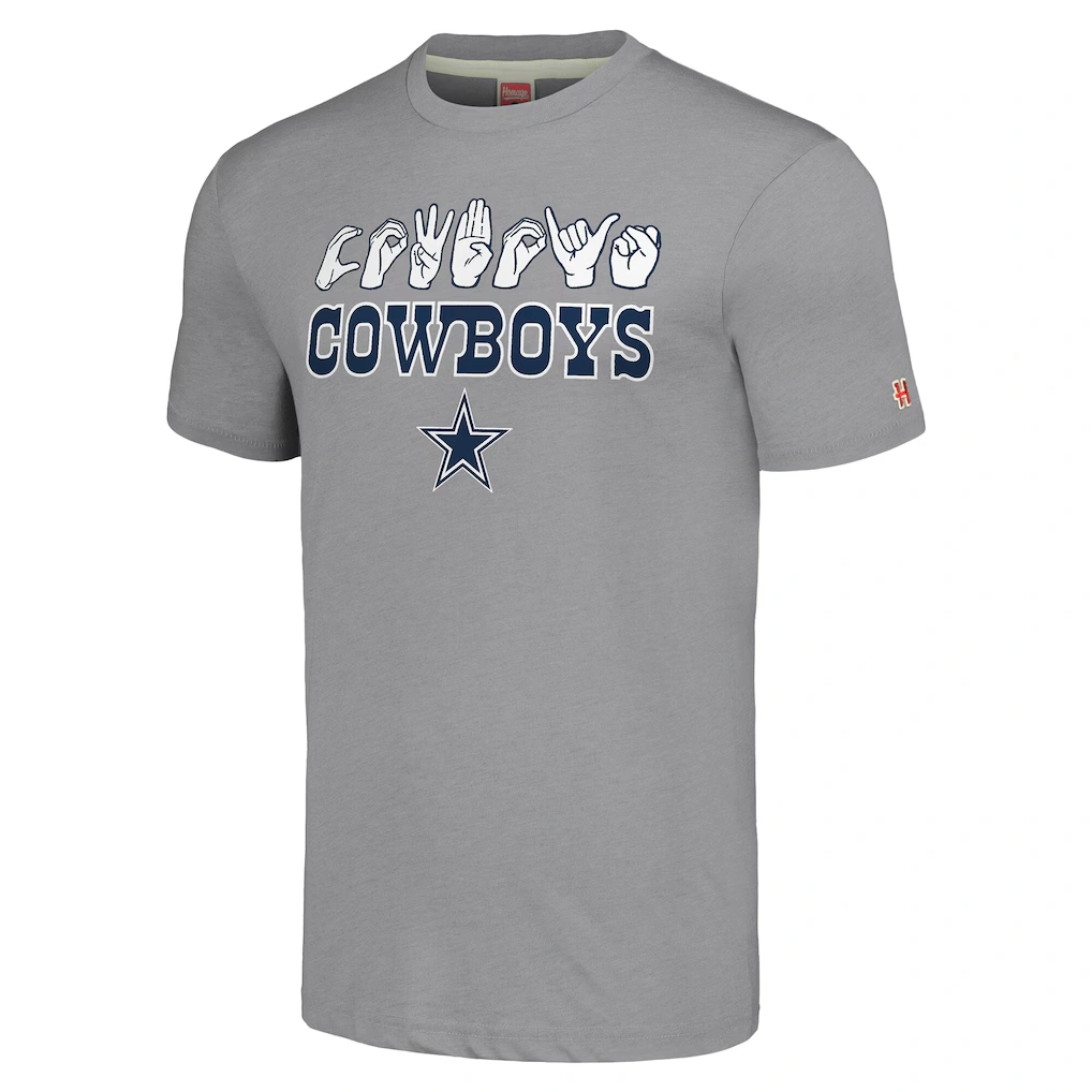 Unisex Dallas Cowboys Homage Gray The NFL ASL Collection by Love Sign American Sign Language T-Shirt