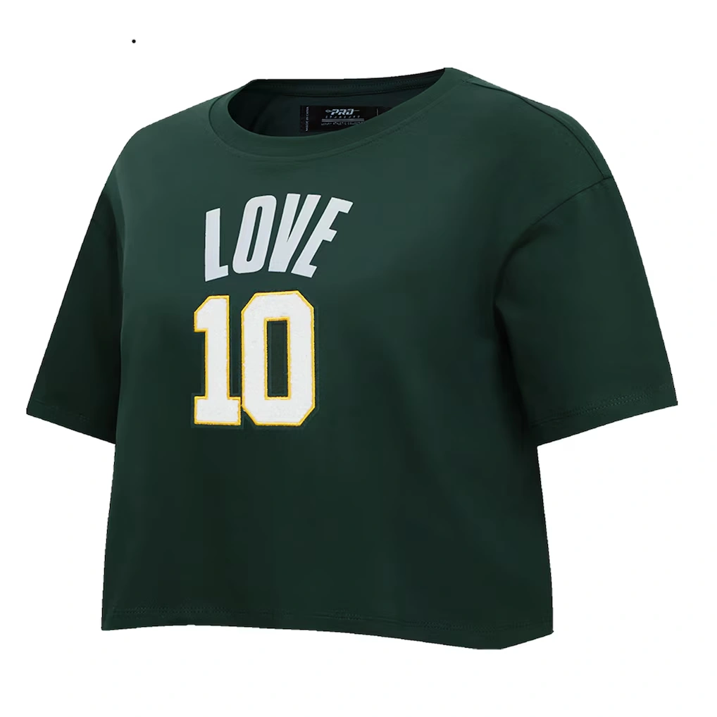 Women's Green Bay Packers Jordan Love Pro Standard Green Player Name & Number Cropped Boxy T-Shirt