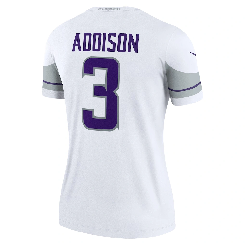 Women's Minnesota Vikings Jordan Addison Nike White Alternate Legend Player Performance Top