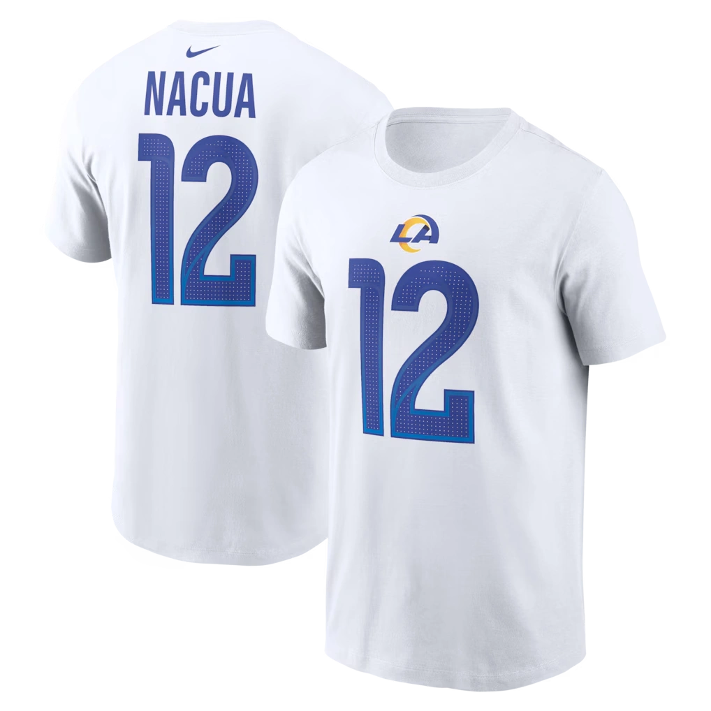 Men's Los Angeles Rams Puka Nacua Nike White Player Name & Number T-Shirt