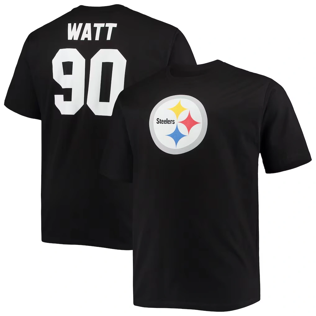 Men's Pittsburgh Steelers T.J. Watt Fanatics Black Big & Tall Player Name & Number T-Shirt