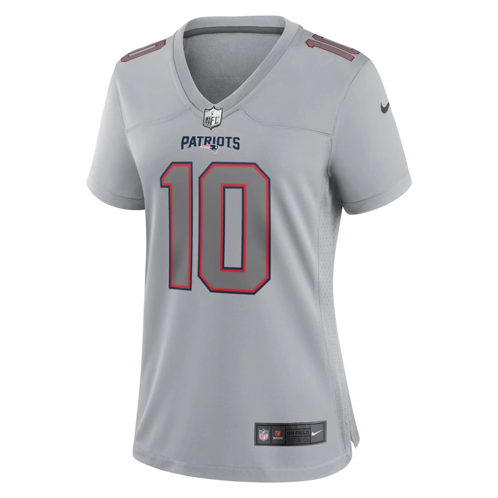 Women's New England Patriots Drake Maye Nike Gray Fashion Atmosphere Fashion Game Jersey