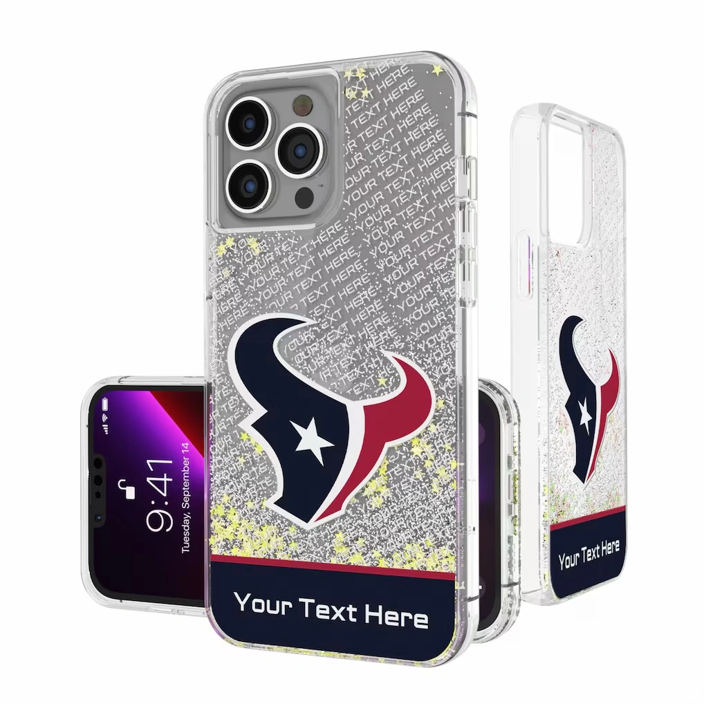 Houston Texans Personalized Endzone Plus Design iPhone Glitter Phone Case