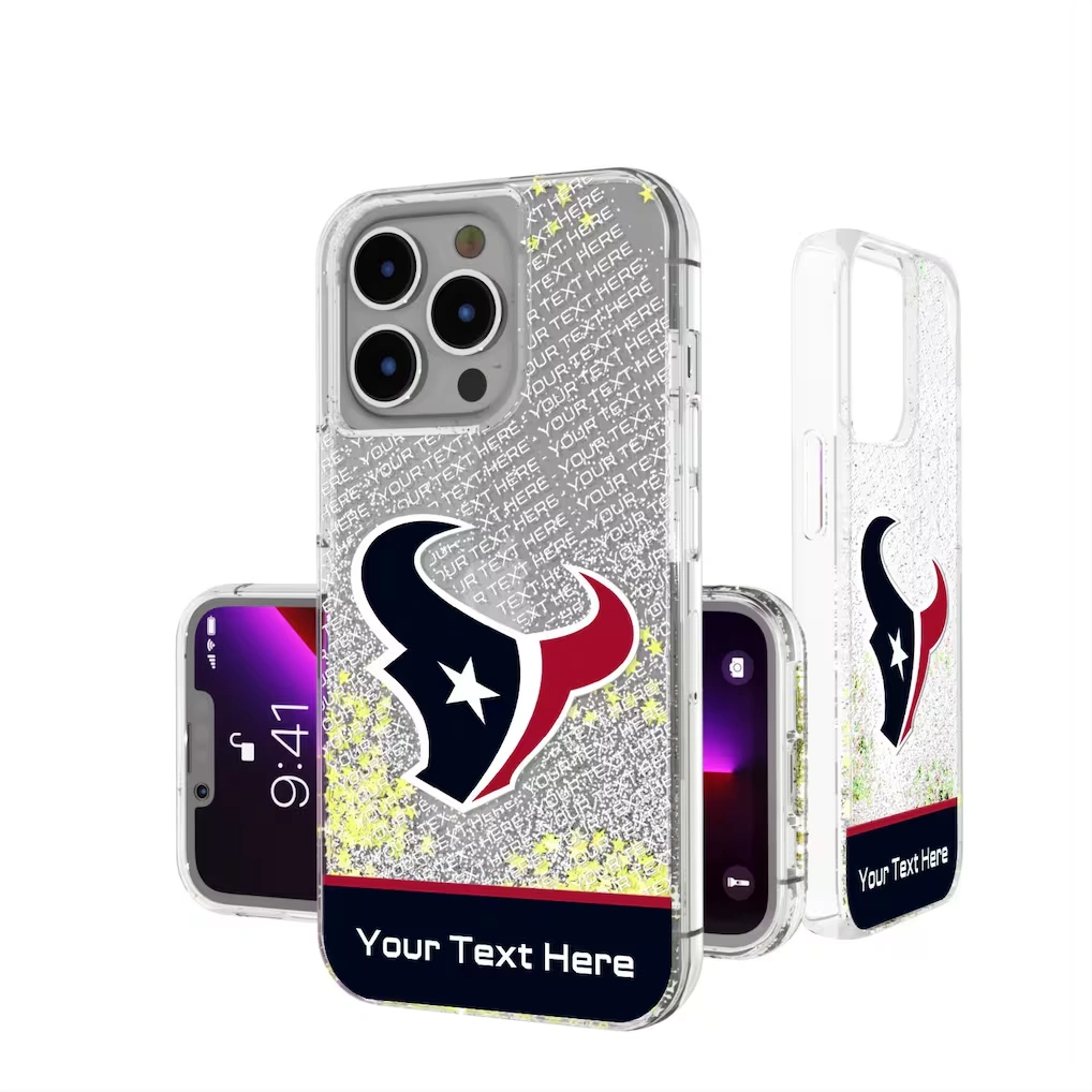 Houston Texans Personalized Endzone Plus Design iPhone Glitter Phone Case