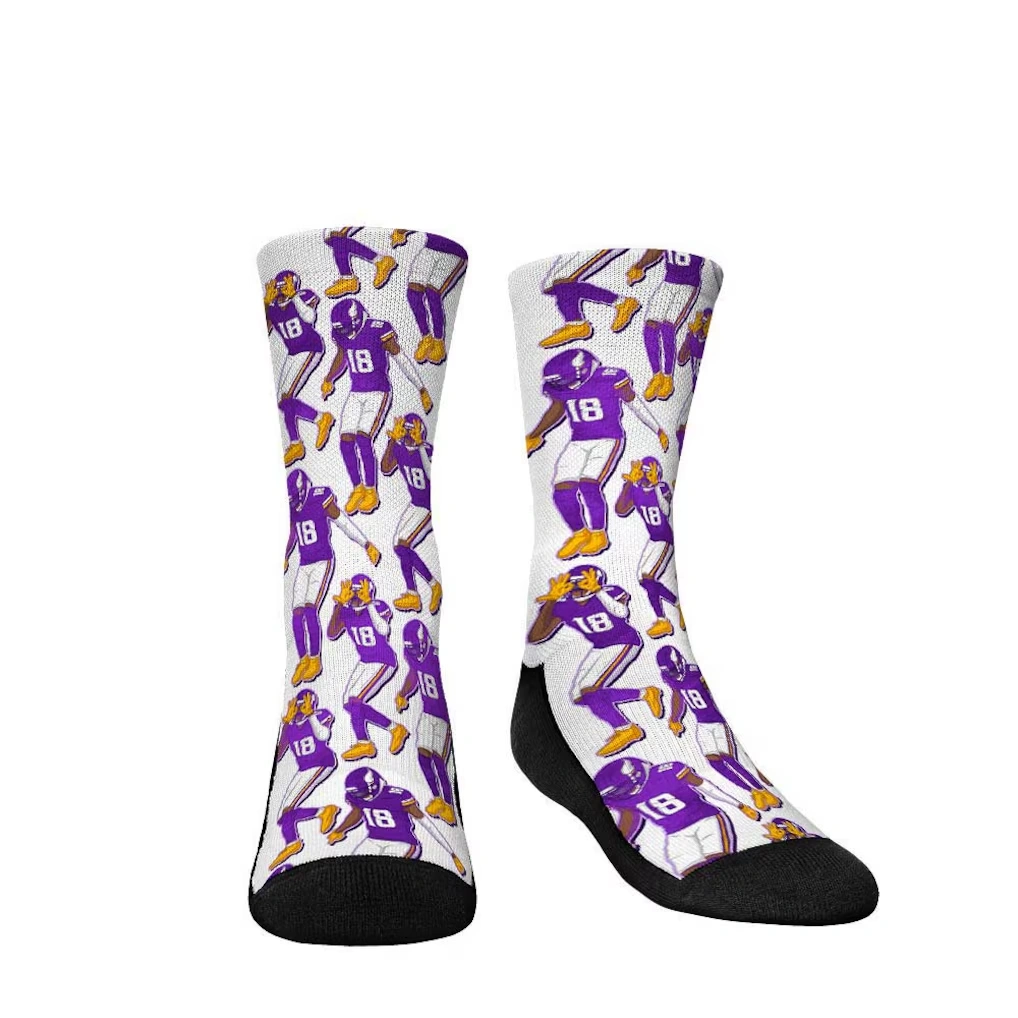 Youth Minnesota Vikings Justin Jefferson Rock Em Socks Player Celebration Crew Socks