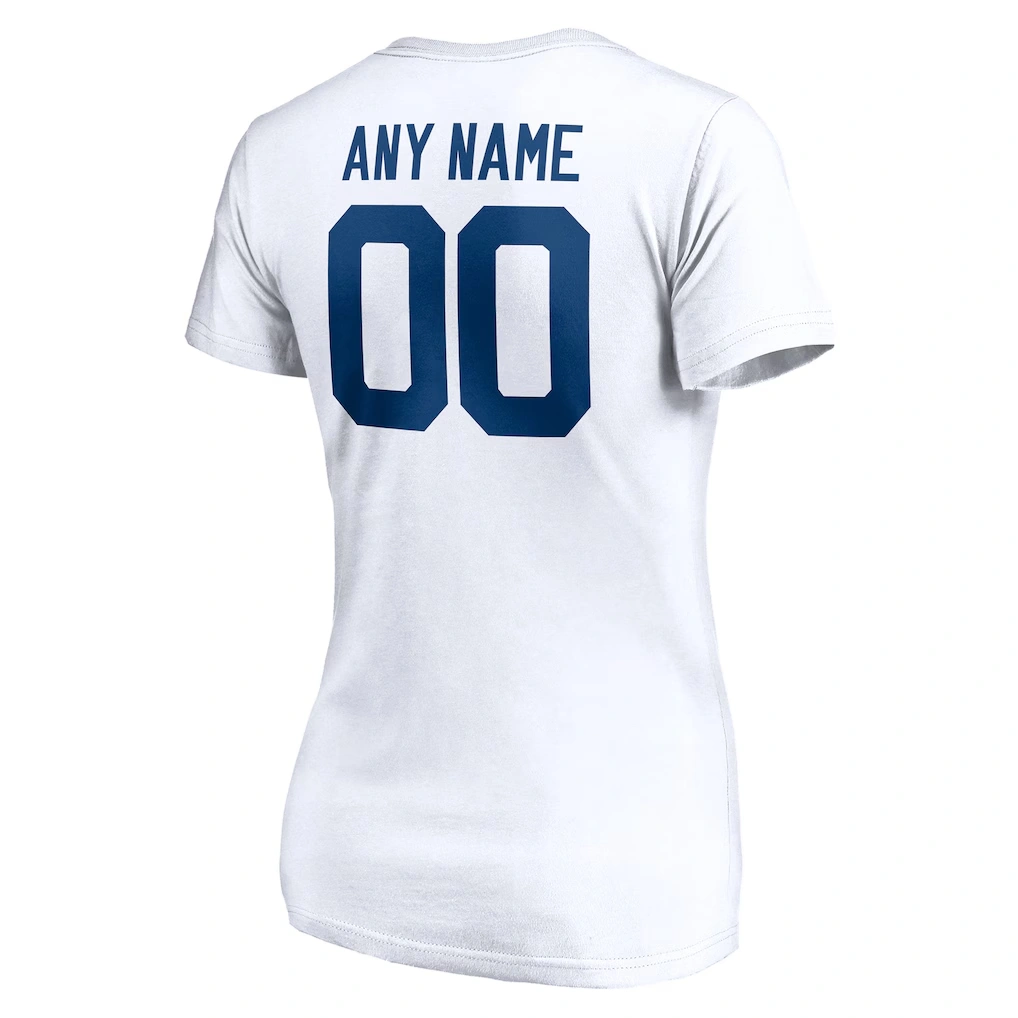 Women's Indianapolis Colts White Team Authentic Logo Personalized Name & Number V-Neck T-Shirt