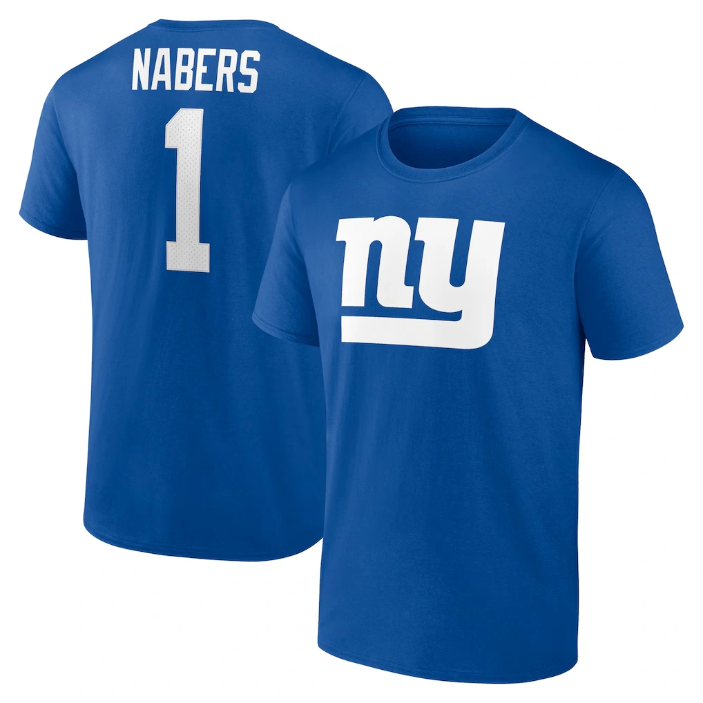 Men's New York Giants Malik Nabers Royal Icon Name & Number T-Shirt
