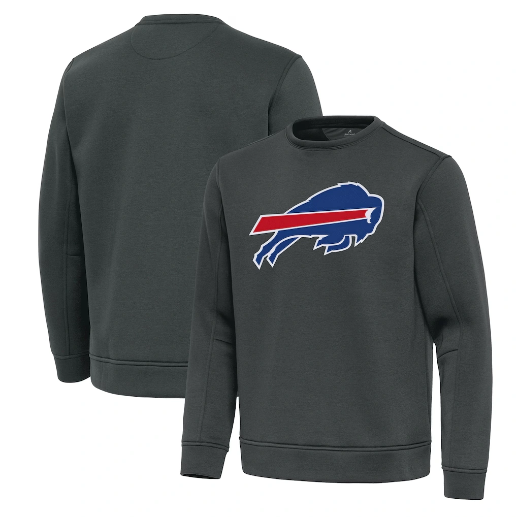 Men's Buffalo Bills Antigua Pewter Relevant Lightweight Pullover Sweatshirt