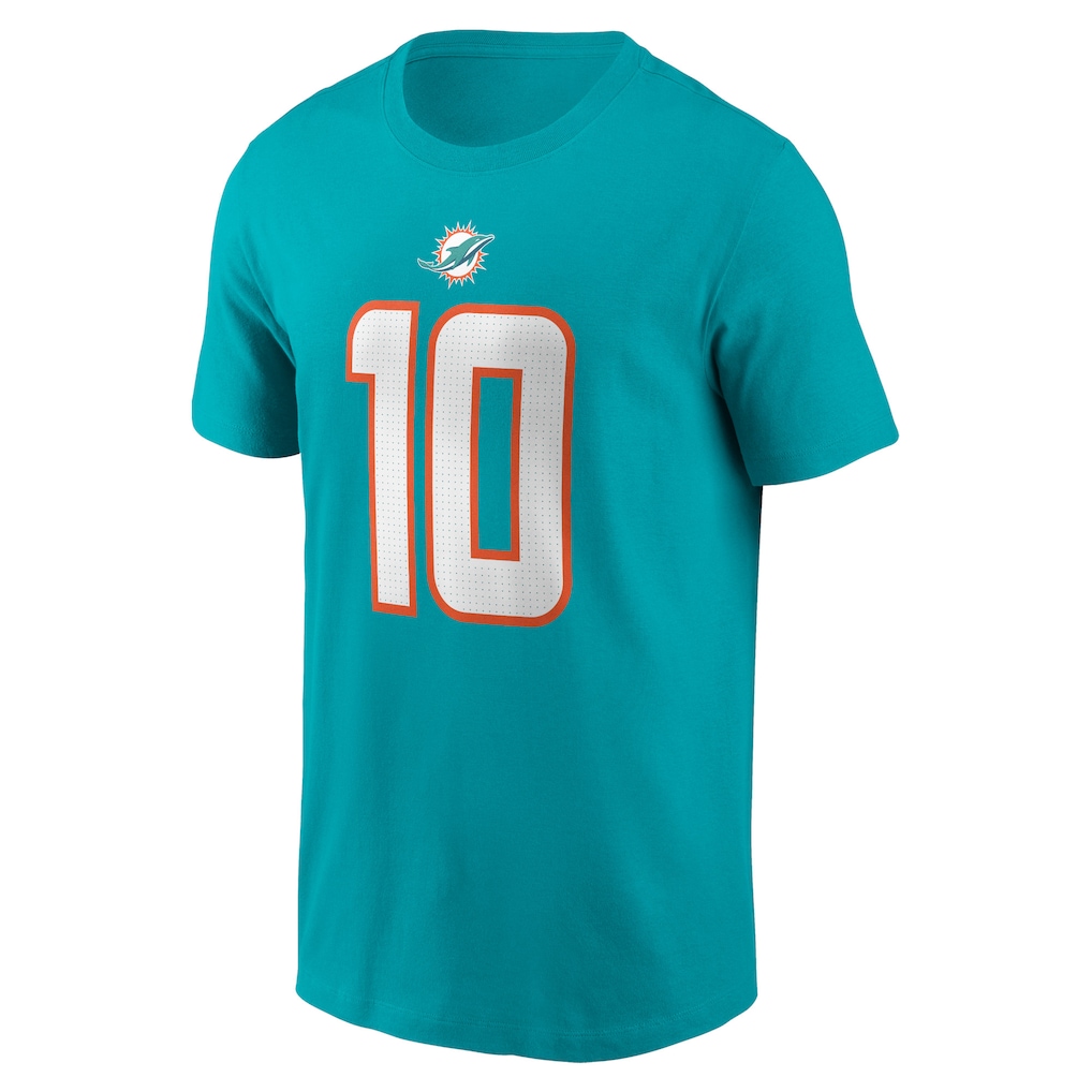 Men's Miami Dolphins Tyreek Hill Nike Aqua Player Name & Number T-Shirt