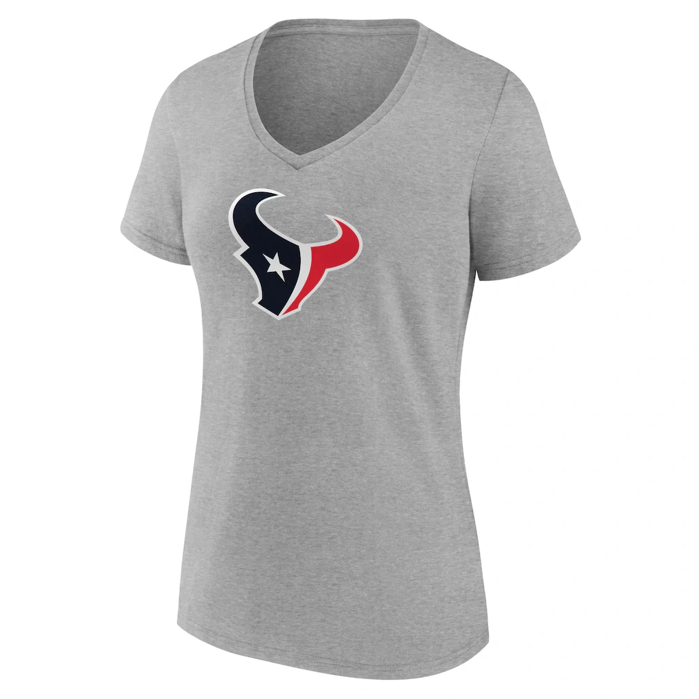 Women's Houston Texans Gray Team Authentic Custom V-Neck T-Shirt