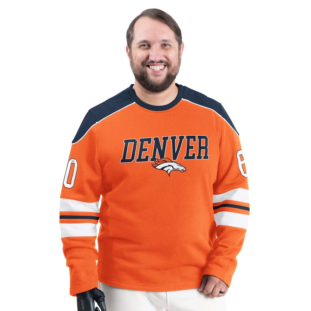 Men's Denver Broncos G-III Sports by Carl Banks Orange Adaptive Lord Stanley Crewneck Sweatshirt