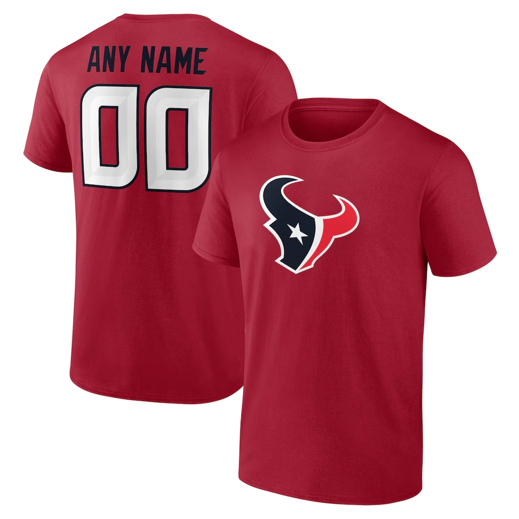 Men's Houston Texans Red Team Authentic Custom T-Shirt