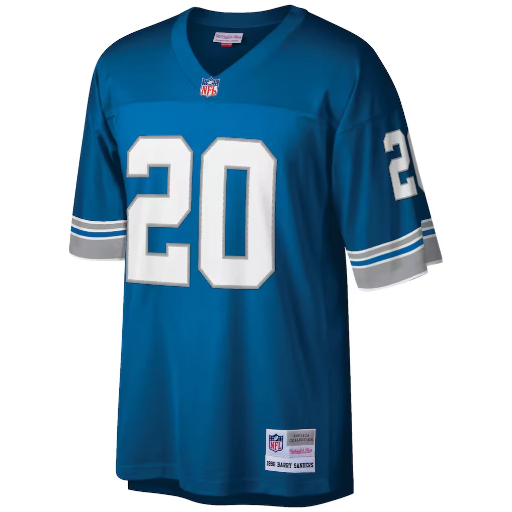 Men's Detroit Lions Barry Sanders Mitchell & Ness Blue Big & Tall 1996 Retired Player Replica Jersey