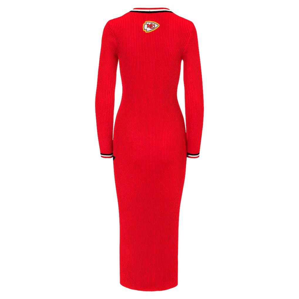 Women's Kansas City Chiefs STAUD Red Shoko Knit Button-Up V-Neck Sweater Dress