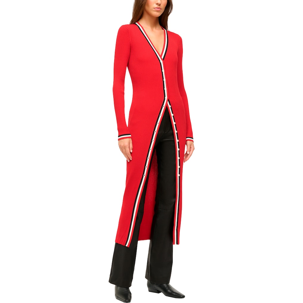 Women's Kansas City Chiefs STAUD Red Shoko Knit Button-Up V-Neck Sweater Dress