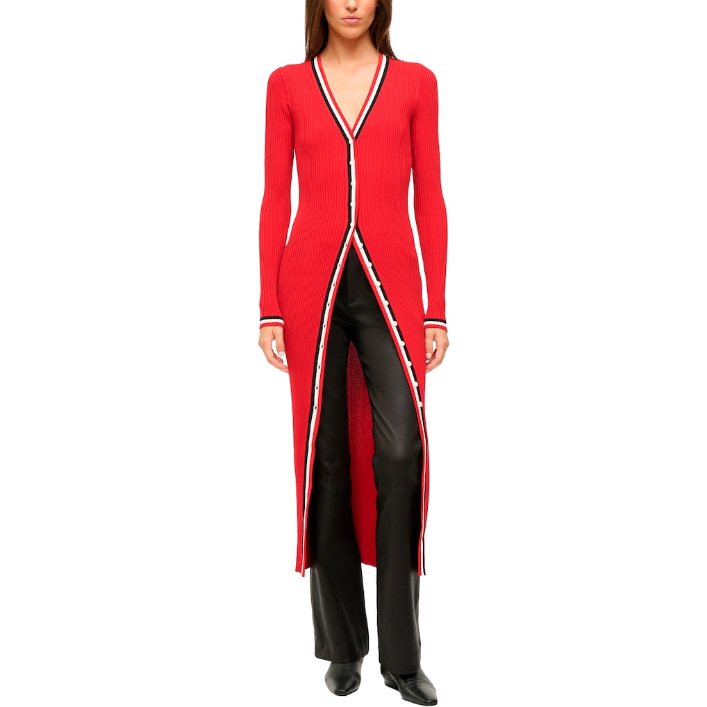 Women's Kansas City Chiefs STAUD Red Shoko Knit Button-Up V-Neck Sweater Dress