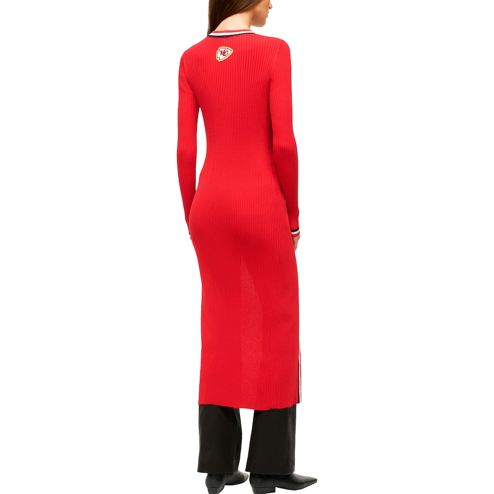 Women's Kansas City Chiefs STAUD Red Shoko Knit Button-Up V-Neck Sweater Dress