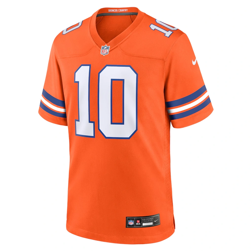 Men's Denver Broncos Bo Nix Nike Orange Mile High Collection 1977 Throwback Player Game Jersey