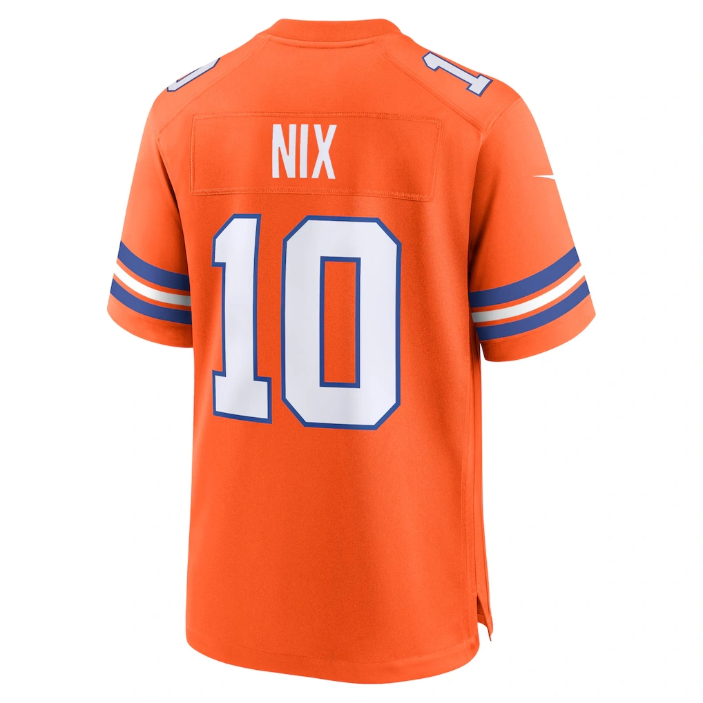 Men's Denver Broncos Bo Nix Nike Orange Mile High Collection 1977 Throwback Player Game Jersey