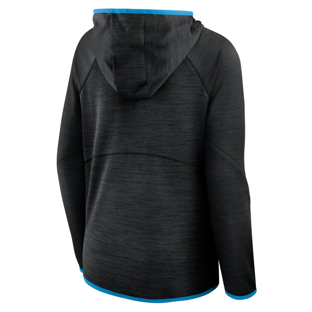 Women's Carolina Panthers Fanatics Black Redzone End Around Pass Raglan Full-Zip Hoodie