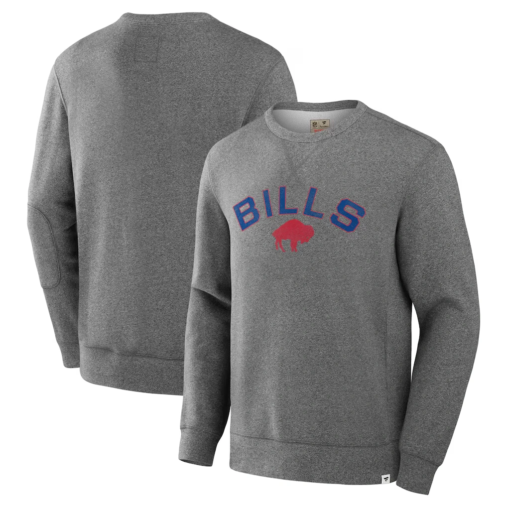 Men's Buffalo Bills Fanatics Heather Gray Loop Terry Pullover Sweatshirt