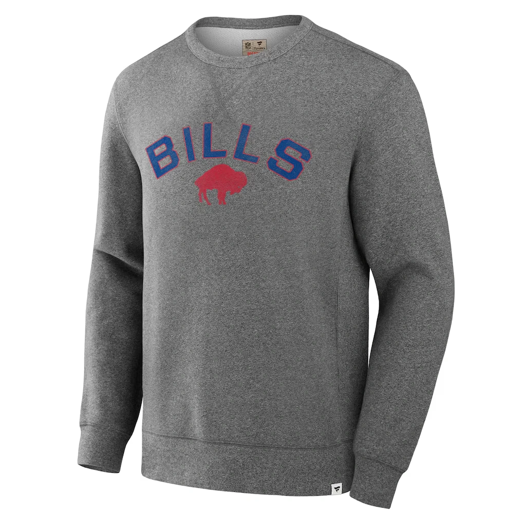 Men's Buffalo Bills Fanatics Heather Gray Loop Terry Pullover Sweatshirt