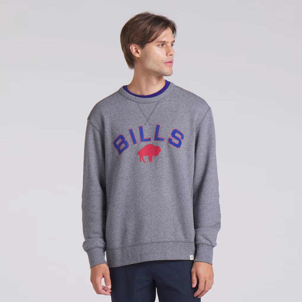 Men's Buffalo Bills Fanatics Heather Gray Loop Terry Pullover Sweatshirt