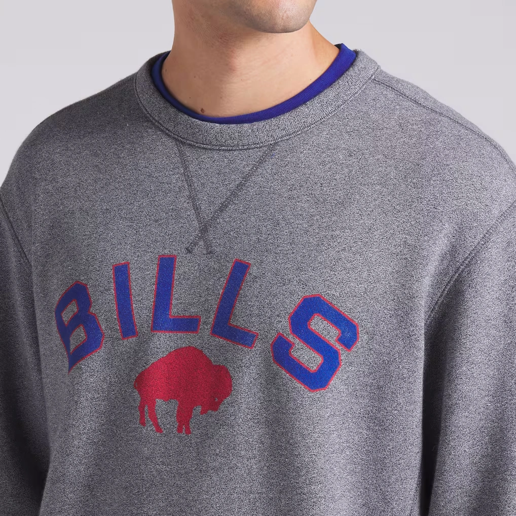 Men's Buffalo Bills Fanatics Heather Gray Loop Terry Pullover Sweatshirt