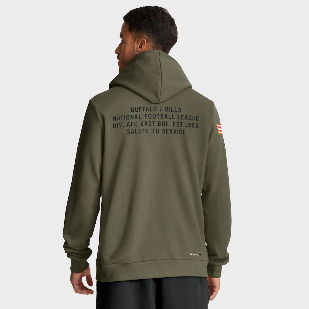 Men's Buffalo Bills Nike Olive 2025 Salute to Service Sideline Standard Issue Dri-FIT Hoodie