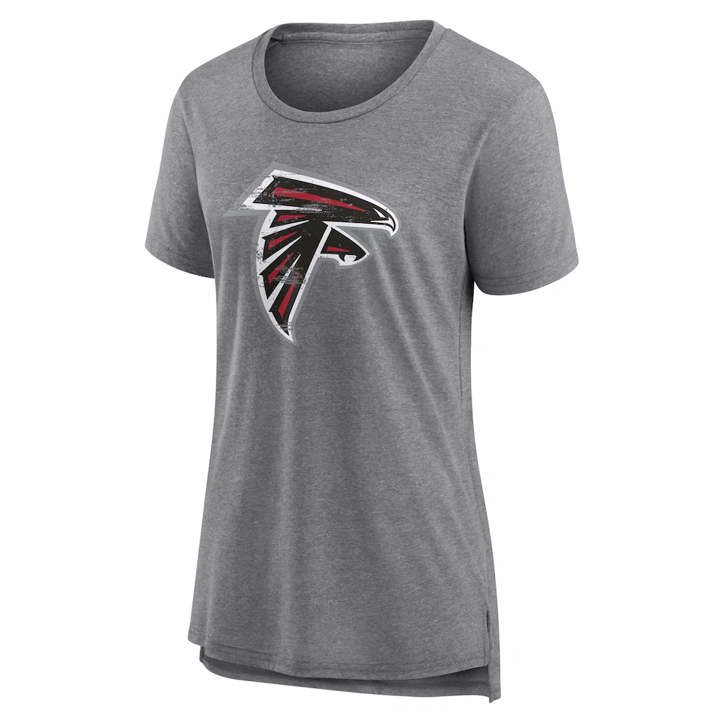 Women's Atlanta Falcons Gray Heritage Custom Name & Number Tri-Blend T-Shirt