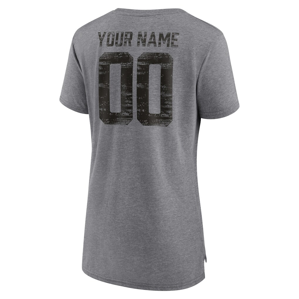Women's Atlanta Falcons Gray Heritage Custom Name & Number Tri-Blend T-Shirt