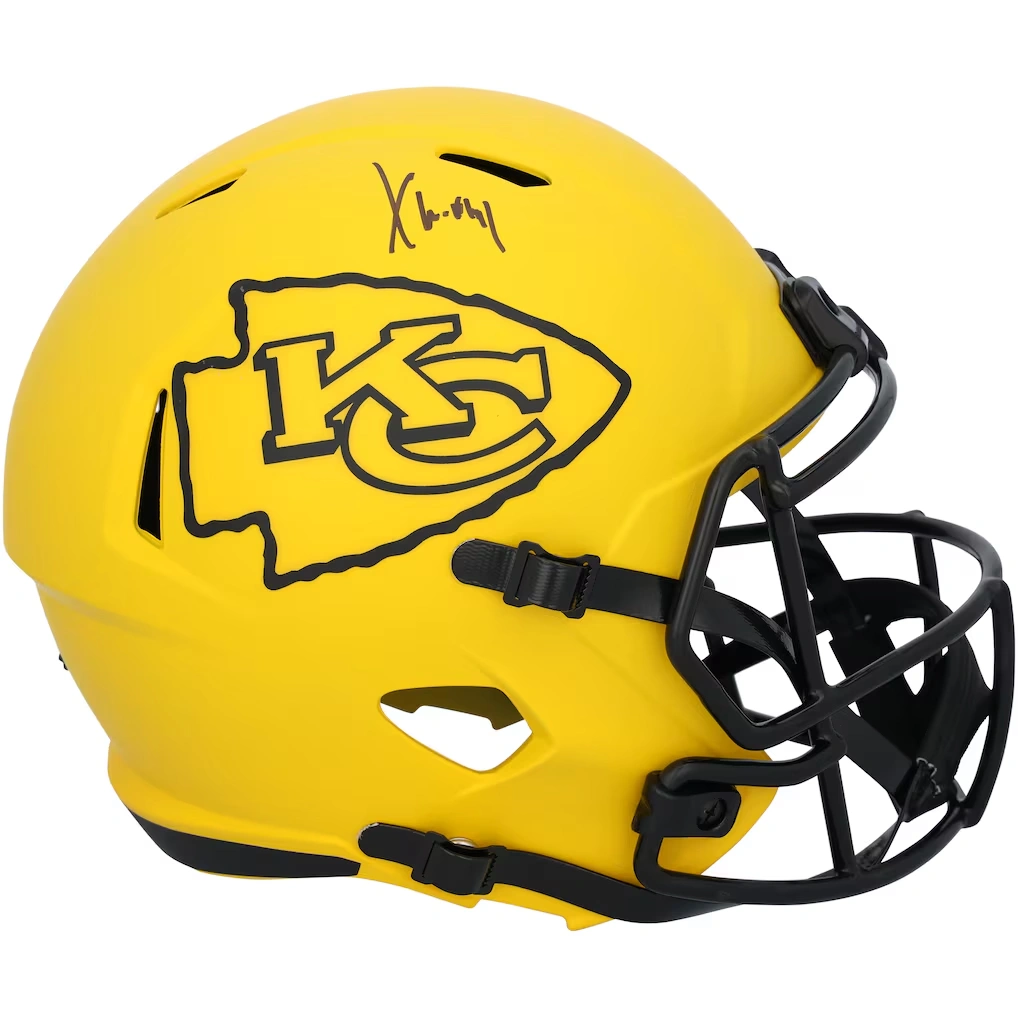 Xavier Worthy Kansas City Chiefs Autographed Fanatics Authentic Riddell Rave Speed Replica Helmet