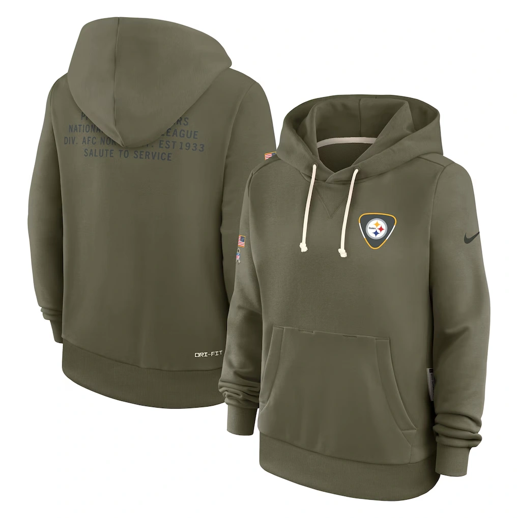 Women's Pittsburgh Steelers Nike Olive 2025 Salute to Service Sideline Standard Issue Dri-FIT Hoodie