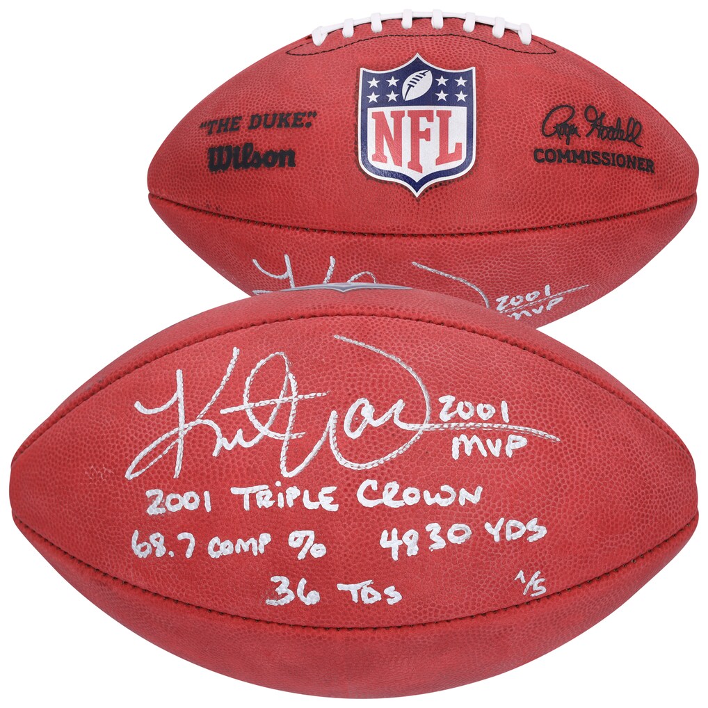 Kurt Warner St. Louis Rams Autographed Fanatics Authentic Duke Full Color Football with Multiple Inscriptions - Limited Edition #1/5