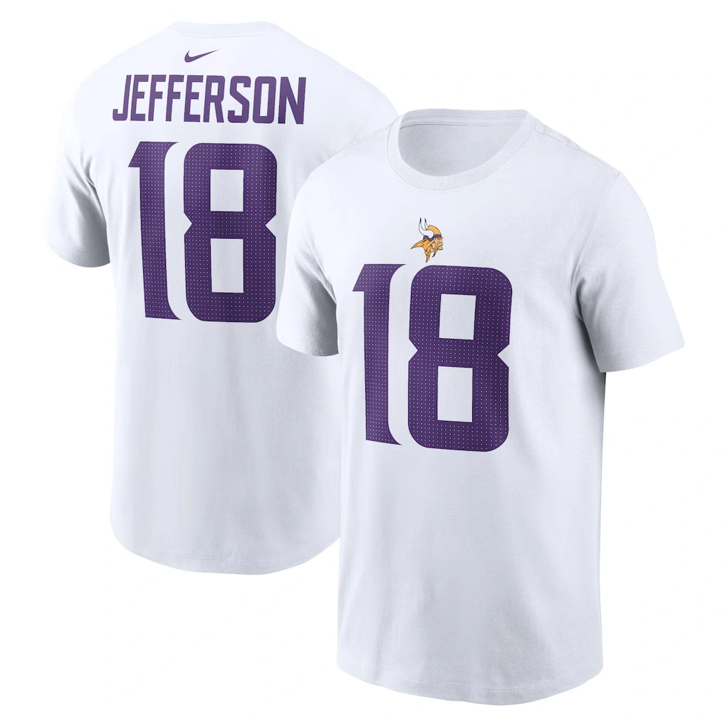 Men's Minnesota Vikings Justin Jefferson Nike White Player Name & Number T-Shirt