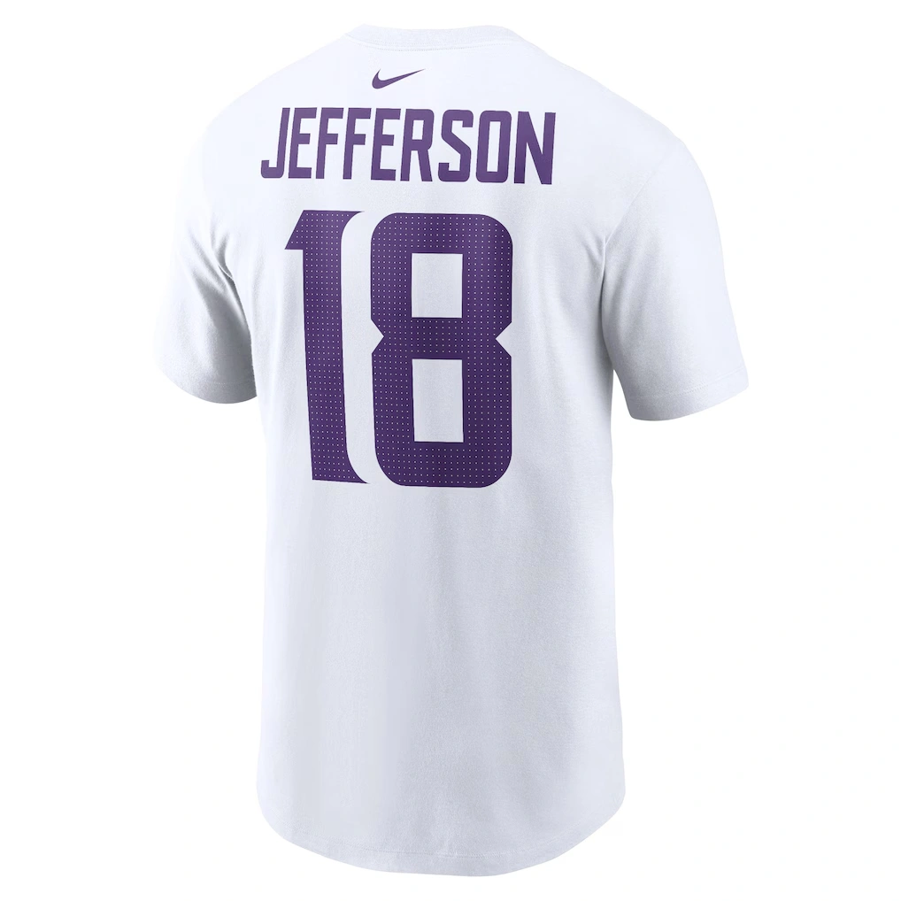 Men's Minnesota Vikings Justin Jefferson Nike White Player Name & Number T-Shirt