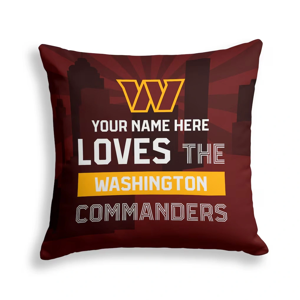 Washington Commanders Pegasus 18" x 18" City Skyline Personalized Decor Pillow