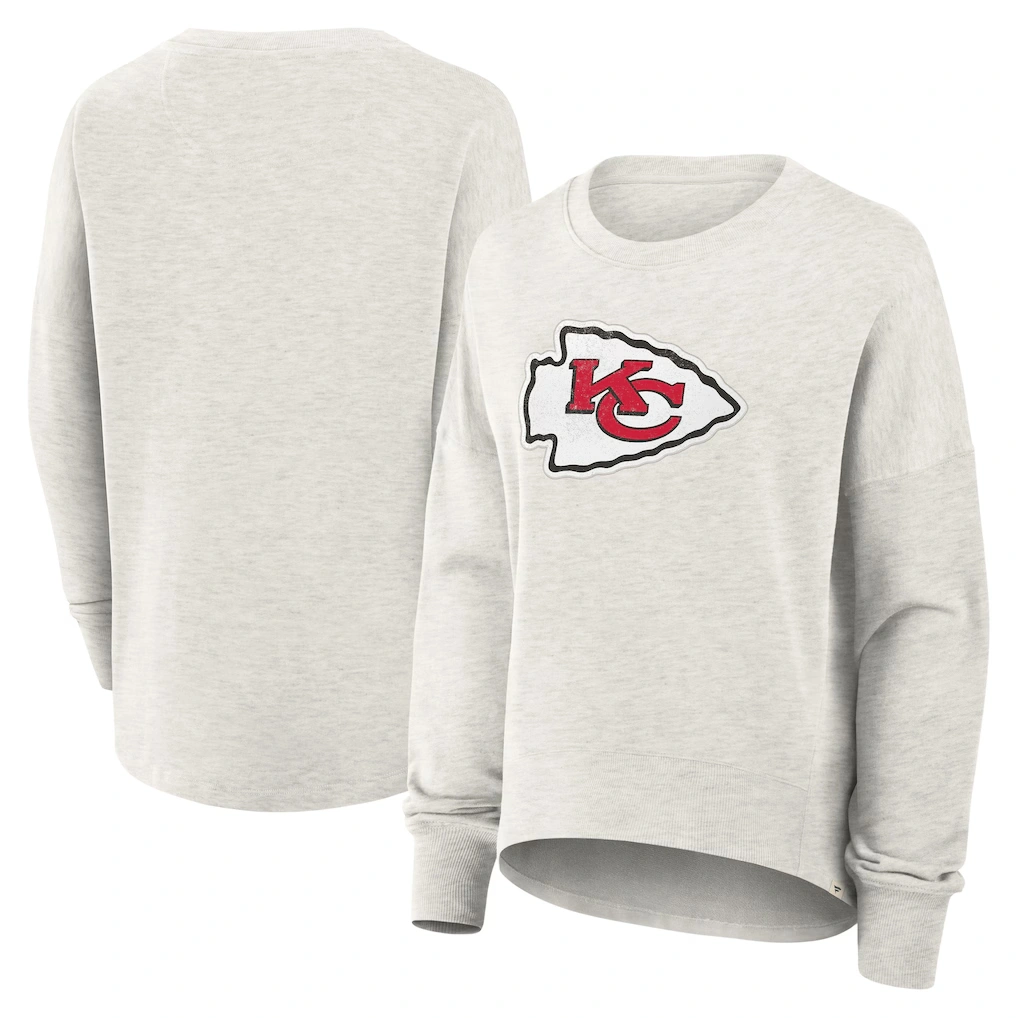 Women's Kansas City Chiefs Fanatics Heather Gray Oversized Hometown Pullover Sweatshirt